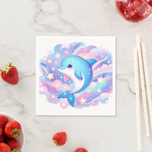 おもしろいマンガのイルカの赤ちゃんシャワー スタンダードカクテルナプキン (インサイチュ)