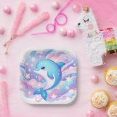 おもしろいマンガのイルカの赤ちゃんシャワー ペーパープレート (パーティー)