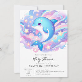 おもしろいマンガのイルカの赤ちゃんシャワー 招待状