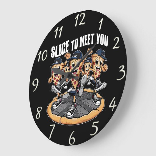 おもしろいマンガのピザの壁の時計の装飾 ラージ壁時計 (傾斜)