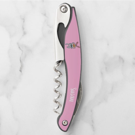 おもしろいマンガの白いバニーで黒いボウタイピンク ソムリエナイフ (正面)