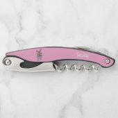 おもしろいマンガの白いバニーで黒いボウタイピンク ソムリエナイフ (正面)