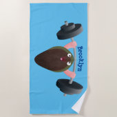 おもしろいマンガイラストレーション ビーチタオル (正面)