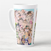 おもしろいマンガスタイル女性&男性 カフェラテマグ (左アングル)