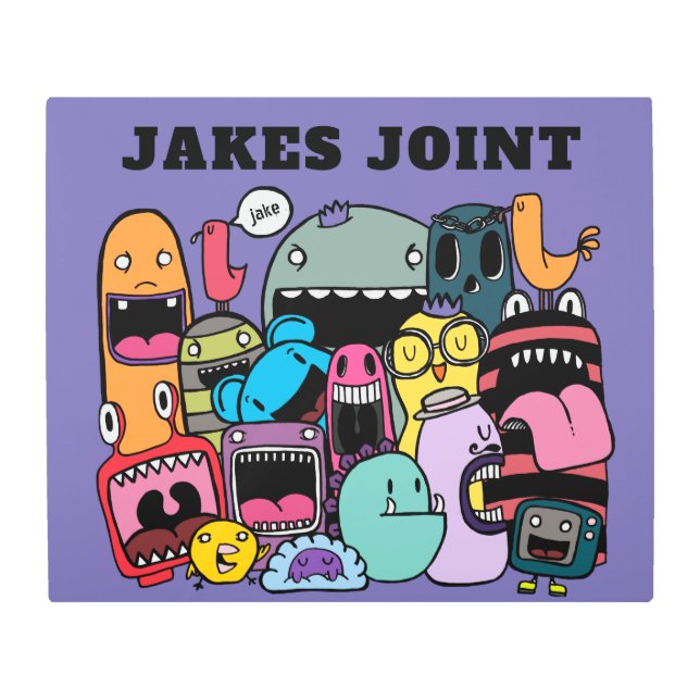 おもしろいマンガボーイズルームアパーソナライズされたート メタルプリント (正面)