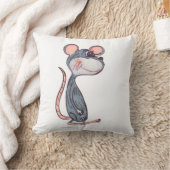 おもしろいマンガマウスかわいい齧歯動物キャラクターデザイン クッション (ブランケット)