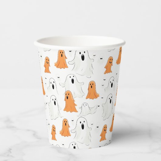 おもしろいマンガ風幽霊ハロウィーン 紙コップ (正面)