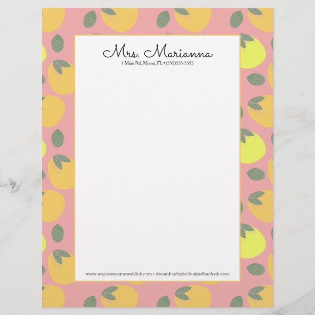 おもしろいマンゴオレンジイエローフルーツ レターヘッド (正面)