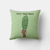 おもしろいマンビッググリーンピックヘッドとスーツの顔 クッション (裏面)