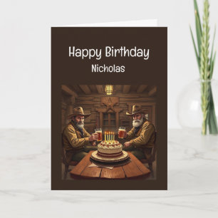 おもしろいマンリースタイル誕生日ウエスタンサルーンビール カード
