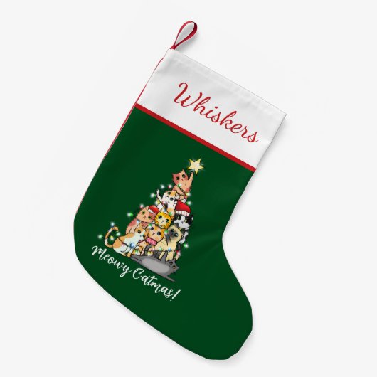 おもしろいミオウィカタマスキャッツクリスマスツリー スモールクリスマスストッキング (正面 (吊り時))