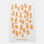 おもしろいミジンジャーキャットパーソナライズされた キッチンタオル (縦)