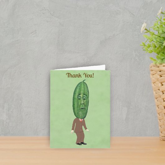 おもしろいミスターピックヘッドマンブラウンのスーツ緑 サンキューカード