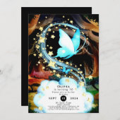 おもしろいミスティックバタフライ誕生日 招待状 (正面/裏面)