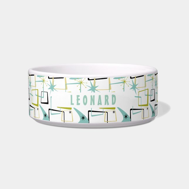 おもしろいミッドセンチュリー宇宙原子抽象芸術スクエア名 ボウル (正面)