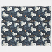 おもしろいミッドナイト幽霊 フリースブランケット (正面(横))