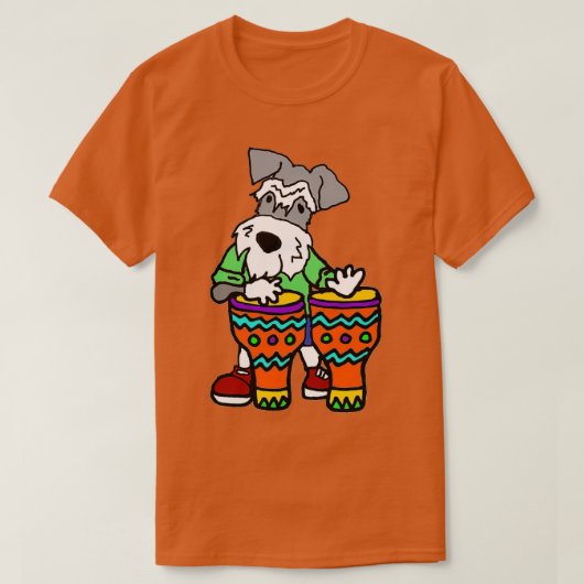 おもしろいミニチュアシュナ遊ーザー犬のボンゴドラム Tシャツ (デザイン正面)