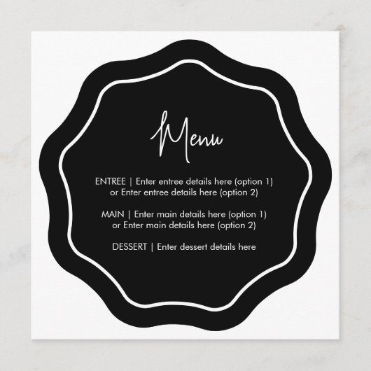 おもしろいミニマリストの波状メニュー白黒 メニュー (正面)