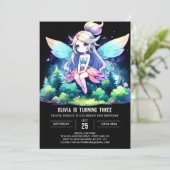 おもしろいミニマリストフェアリー誕生日 招待状 (スタンド正面)