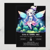 おもしろいミニマリストフェアリー誕生日 招待状 (正面/裏面)