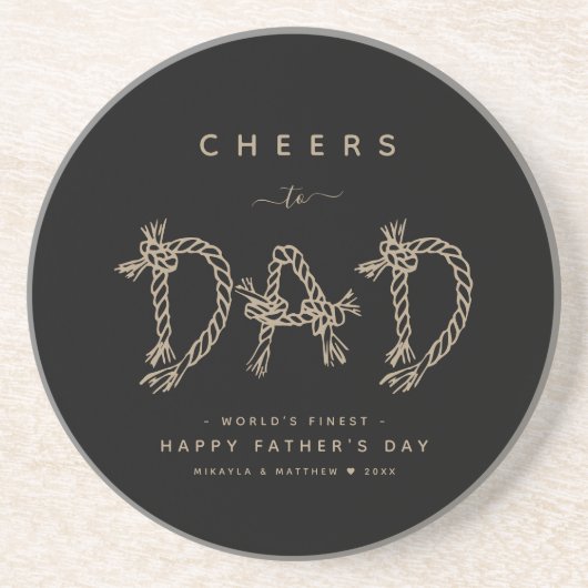 おもしろいミニマリストブラック&金ゴールドパパサンドストーンコースター コースター (正面)