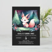 おもしろいミニマルキツネ誕生日デジタル 招待状 (スタンド正面)