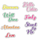 おもしろいミニマル可愛いタイポグラフィカスタムカットビニル シール (正面)