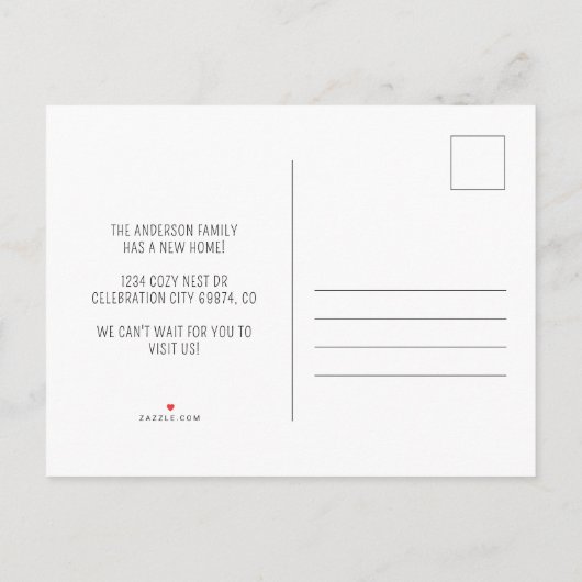 おもしろいミニマル黄色の新しいホームアドレスの移動 案内ポストカード (裏面)