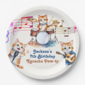 おもしろいミュージカル猫カラオケ子供の誕生日パーティー ペーパープレート (正面)