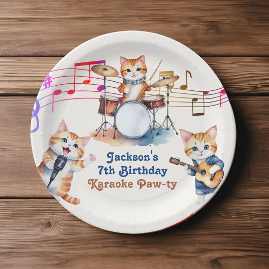 おもしろいミュージカル猫カラオケ子供の誕生日パーティー ペーパープレート