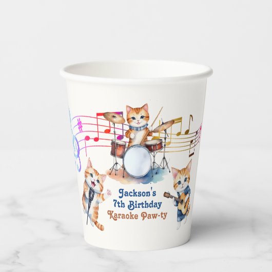 おもしろいミュージカル猫カラオケ子供の誕生日パーティー 紙コップ (裏面)