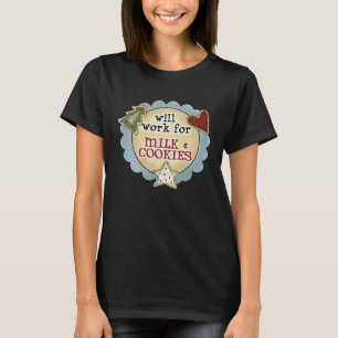 おもしろいミルク&クッキー女子妊婦のTシャツ Tシャツ