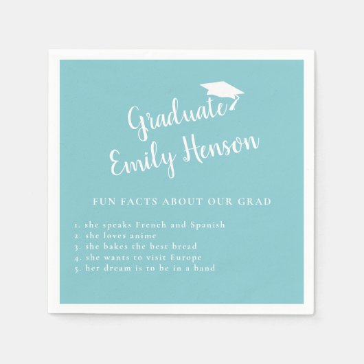 おもしろいミントブルー卒業に関する事実 スタンダードカクテルナプキン (正面)
