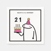おもしろいミームシンプルブラック&ホワイト21歳の誕生日 スタンダードカクテルナプキン (正面)