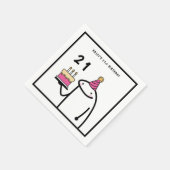 おもしろいミームシンプルブラック&ホワイト21歳の誕生日 スタンダードカクテルナプキン (角)