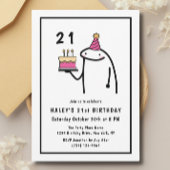 おもしろいミームシンプルブラック&ホワイト21歳の誕生日 招待状