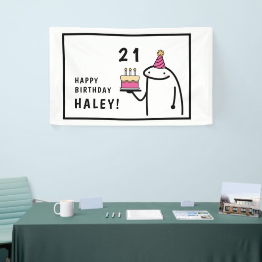 おもしろいミームシンプルブラック&ホワイト21歳の誕生日 横断幕 (トレードショー)