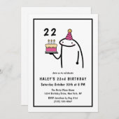 おもしろいミームシンプルブラック&ホワイト22誕生日 招待状 (正面/裏面)