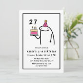 おもしろいミームシンプルブラック&ホワイト27誕生日 招待状 (スタンド正面)