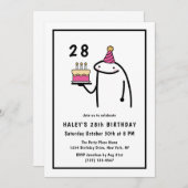 おもしろいミームシンプルブラック&ホワイト28誕生日 招待状 (正面/裏面)
