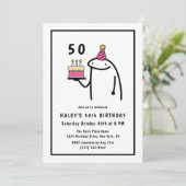 おもしろいミームシンプルブラック&ホワイト50誕生日 招待状 (スタンド正面)