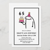 おもしろいミームシンプルブラック&ホワイト65誕生日 招待状 (正面/裏面)