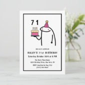 おもしろいミームシンプルブラック&ホワイト71誕生日 招待状 (スタンド正面)