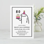 おもしろいミームシンプルブラック&ホワイト80誕生日 招待状 (スタンド正面)