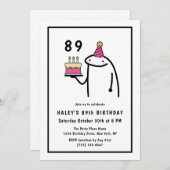おもしろいミームシンプルブラック&ホワイト89誕生日 招待状 (正面/裏面)