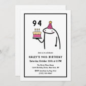 おもしろいミームシンプルブラック&ホワイト94誕生日 招待状 (正面/裏面)