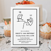 おもしろいミームユーモアシンプル白黒18誕生日 招待状