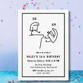 おもしろいミームユーモアシンプル白黒50誕生日 招待状