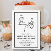 おもしろいミームユーモアシンプル白黒50誕生日 招待状