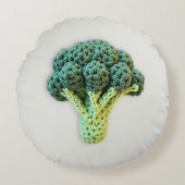 おもしろいムードブーストグリーンミニマリストクロチェットブロッコリー ラウンドクッション (正面)
